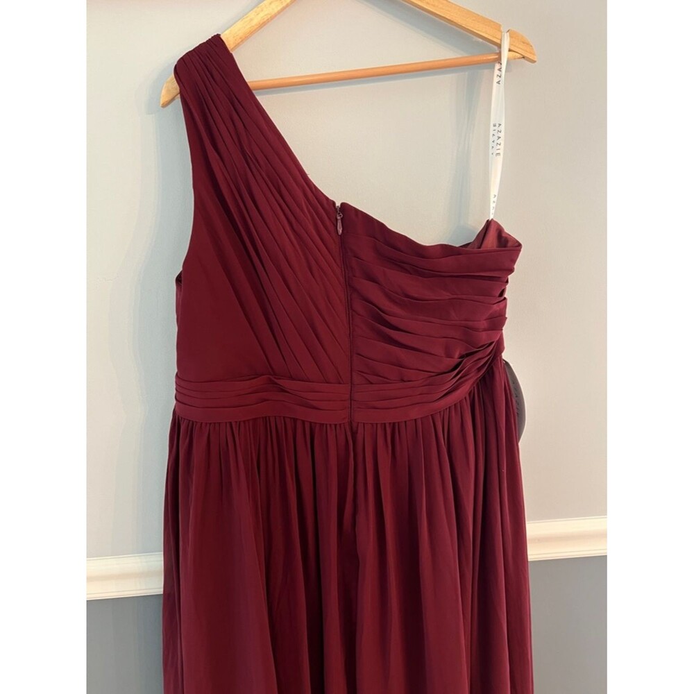 Azazie Mathilda Cabernet One Shoulder High Low Dress A22 Bridesmaid Formal - Picture 6 of 12